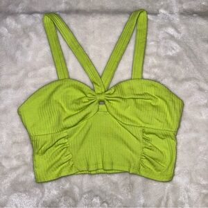 PAC Cares Green Ribbed Cropped Tank Top Size Small